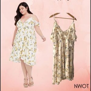 Ivory Floral Chiffon Wrap Dress